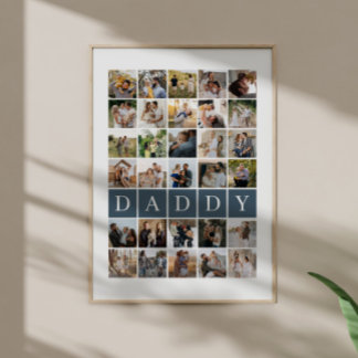 Daddy Grid 30 Photo Collage Family Keepsake Poster