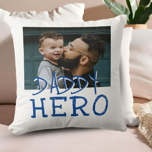 Daddy Hero Dad and Kid Custom Photo Cushion
