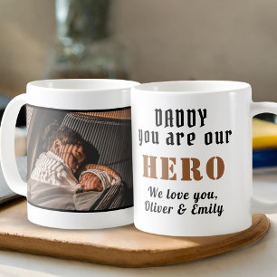 Daddy Hero Father`s Day Family Photo Coffee Mug