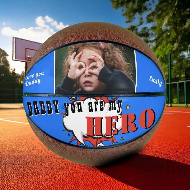 Daddy Hero Superhero Dad Father`s Day Photo Basketball (Creator Uploaded)