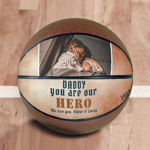 Daddy Hero Watercolor Father`s Day Family Photo Basketball