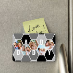Daddy Honeycomb Photo Collage 5 Photo 5 Letter Magnet<br><div class="desc">Honeycomb photo magnet, personalised with 5 of your favourite photos and printed with a 5 letter name, such as DADDY. The design features a honeycomb photo collage in a monochrome colour palette of black white and grey. For alternative colours and different length names, please browse my store in the Honeycomb...</div>