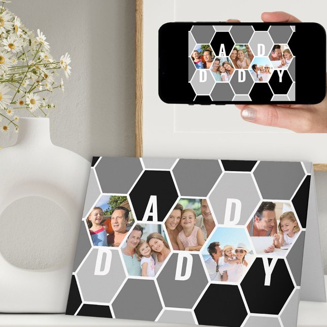 Daddy Honeycomb Photo Collage 5 Photo Birthday Card (Creator Uploaded)