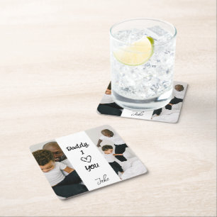 Daddy, I Lov You Personalised Paper Coaster