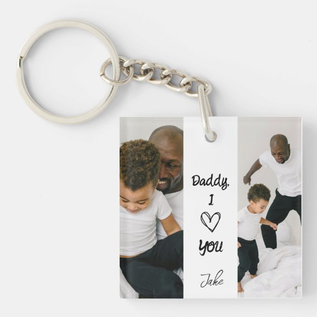 Daddy, I Love You |  Personalised Photos Keychain (Front)