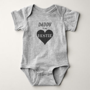 Daddy Is My Bestie Heart Dad Black And Grey Baby Bodysuit