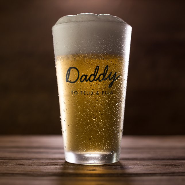 Daddy | Kids Names Modern Father's Day Glass (Creator Uploaded)