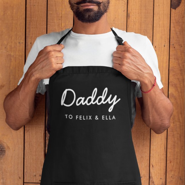 Daddy | Kids Names Modern Father's Day Script Apron (Creator Uploaded)