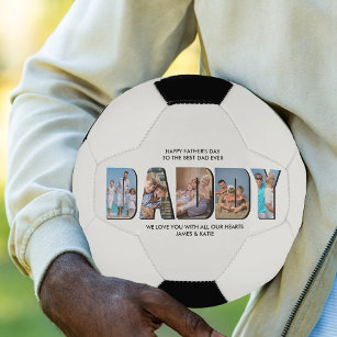 DADDY Letter Cutout Photo Collage Custom Text Soccer Ball