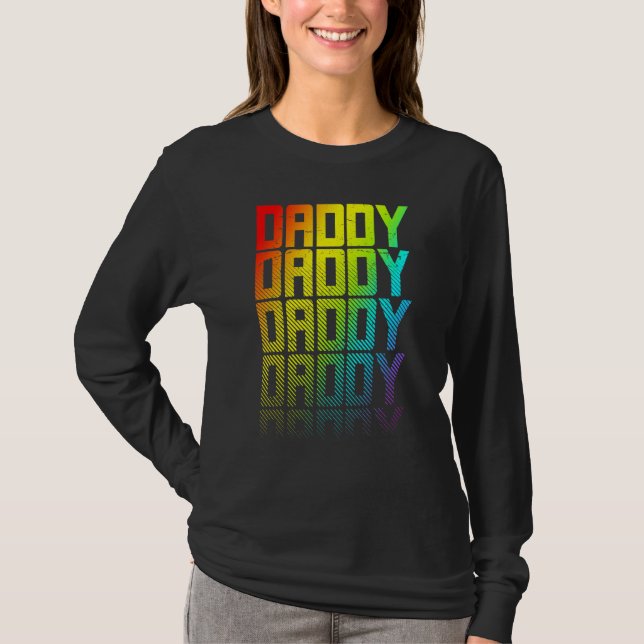 Daddy Lgbtq+ Rainbow Gay Pride Text Fade Graphic T-Shirt (Front)