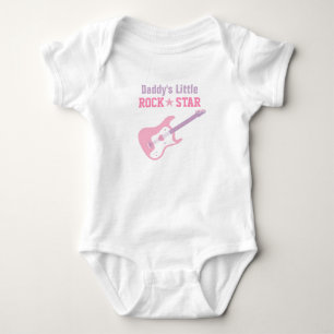 Daddy Little Rock Star Pink Guitar For Baby Girls Bodysuit