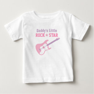 Daddy Little Rock Star Pink Guitar For Baby Girls T-Shirt