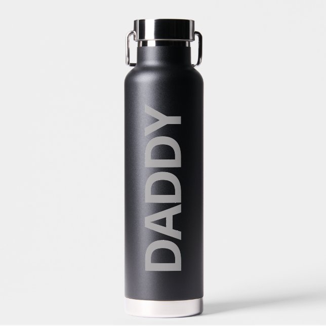 Daddy Modern Black & Grey Water Bottle (Front)
