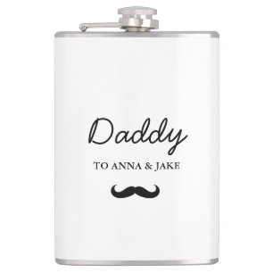 Daddy   Modern Father's Day Kids Names Flask