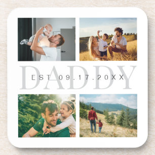 Daddy Modern Fathers Day Photo Collage  Coaster