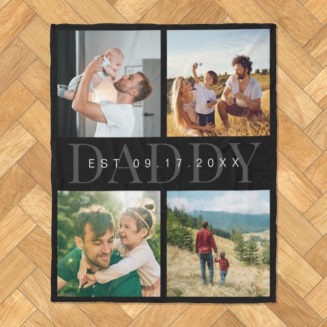 Daddy Modern Fathers Day Photo Collage  Fleece Blanket (Creator Uploaded)