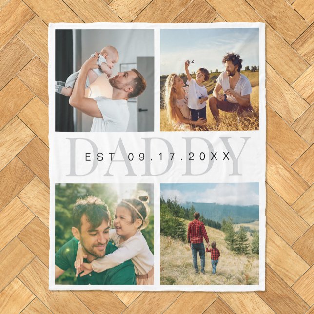 Daddy Modern Fathers Day Photo Collage  Fleece Blanket (Creator Uploaded)