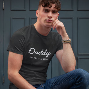 Daddy   Modern Kids Names Father's Day Black T-Shirt