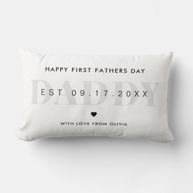 Daddy Modern Minimalist First Fathers Day  Lumbar Cushion (Front)