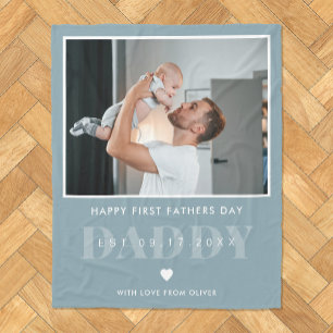 Daddy Modern Minimalist First Fathers Day Photo Fleece Blanket