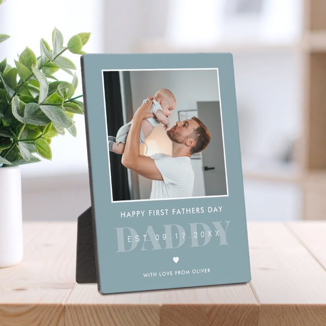 Daddy Modern Minimalist First Fathers Day Photo Plaque (Creator Uploaded)