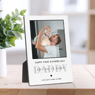Daddy Modern Minimalist First Fathers Day Photo Plaque