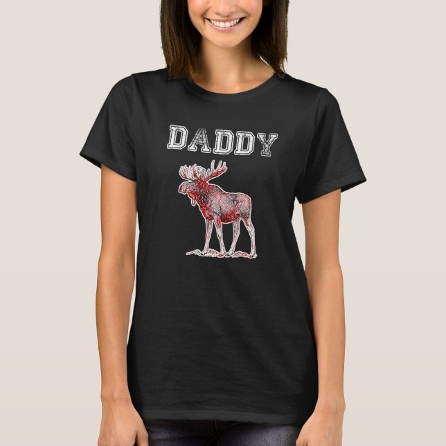 DADDY moose Men Red Plaid Christmas Pajama Family  T-Shirt (Front)