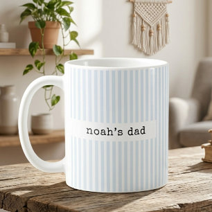 Daddy Mummy Beige Stripes Dad Baby Reveal Custom Coffee Mug