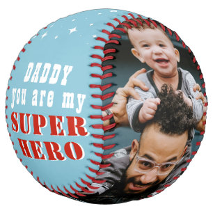 Daddy my Superhero Father`s day 2 Photo Softball