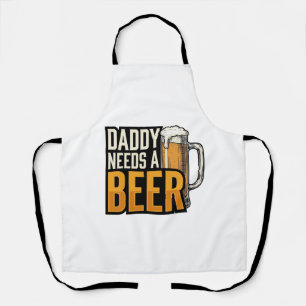 Daddy Needs a Beer Vintage Engraving Shirt Design_ Apron