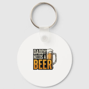 Daddy Needs a Beer Vintage Engraving Shirt Design_ Key Ring
