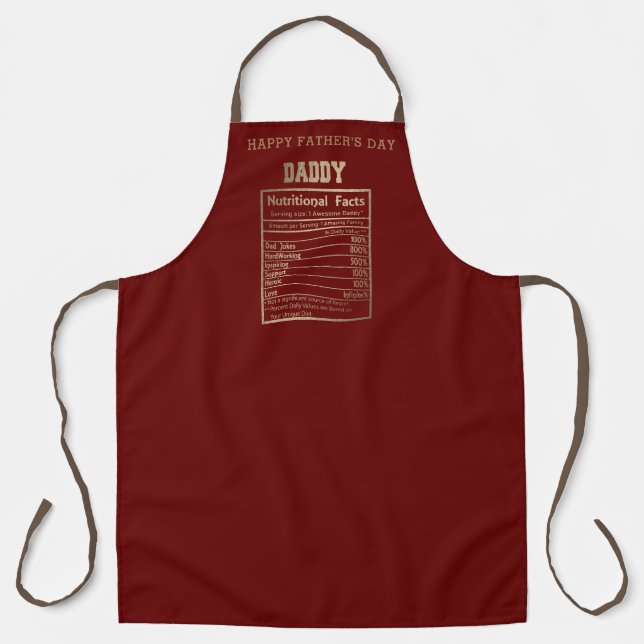 daddy nutritional facts father's day apron (Front)