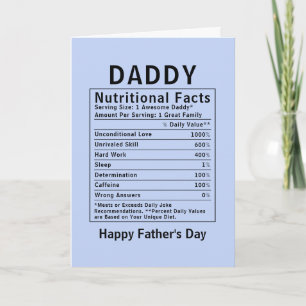 Daddy Nutritional Facts fathers day gifts Card