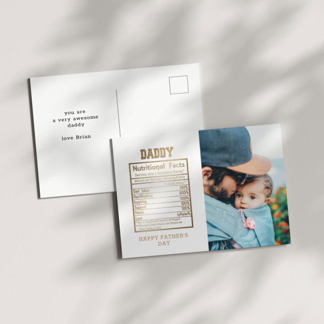 Daddy Nutritional Facts Father's Day Postcard (Creator Uploaded)