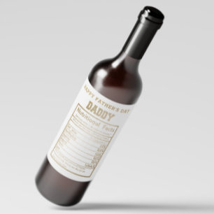 Daddy Nutritional Facts Father's Day Wine Label