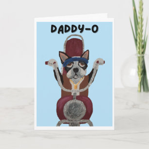 Daddy-O Boston Terrier Biker on motorcycle Card