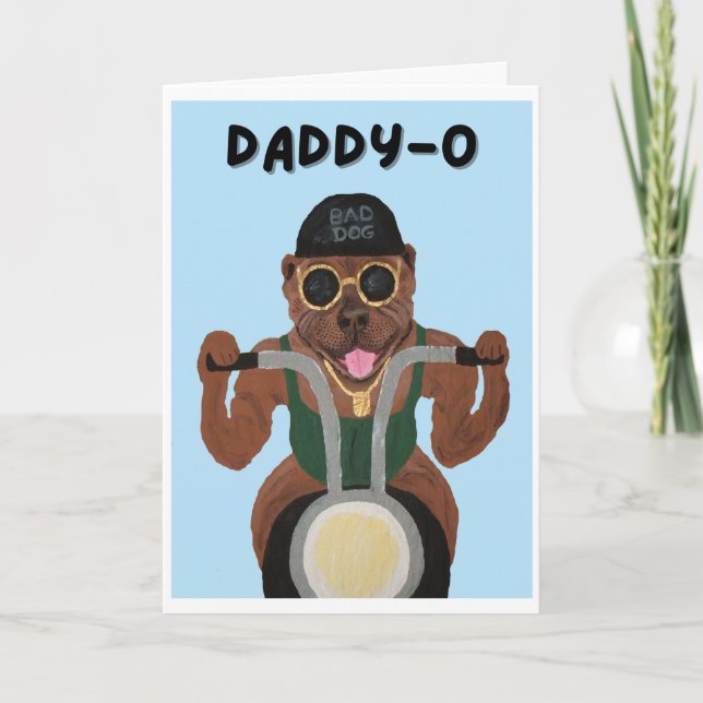  Daddy-O Happy Father's Day Pit Bull Biker Card (Front)