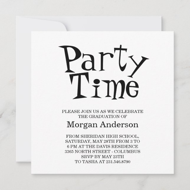 Daddy O Hip Font Black White Fun Grad Party Card (Front)