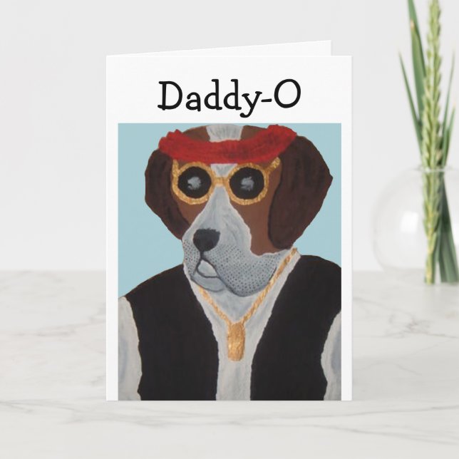Daddy-O Saint Bernard Dude Happy Birthday! Card (Front)