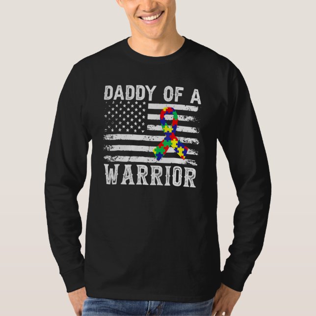 Daddy Of A Warrior Autism Awareness For Mum Dad Ki T-Shirt (Front)