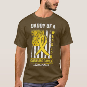 Daddy of A Warrior Childhood Cancer Awareness Gold T-Shirt