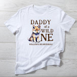 Daddy of a wild one woodlands wolf birthday family T-Shirt<br><div class="desc">Daddy of a wild one Cute wolf cub wild one woodlands birthday party shirt personalised family t-shirt photoshoot photo props</div>