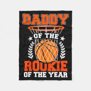 Daddy Of Rookie 1st Basketball Bday Theme Matching Fleece Blanket