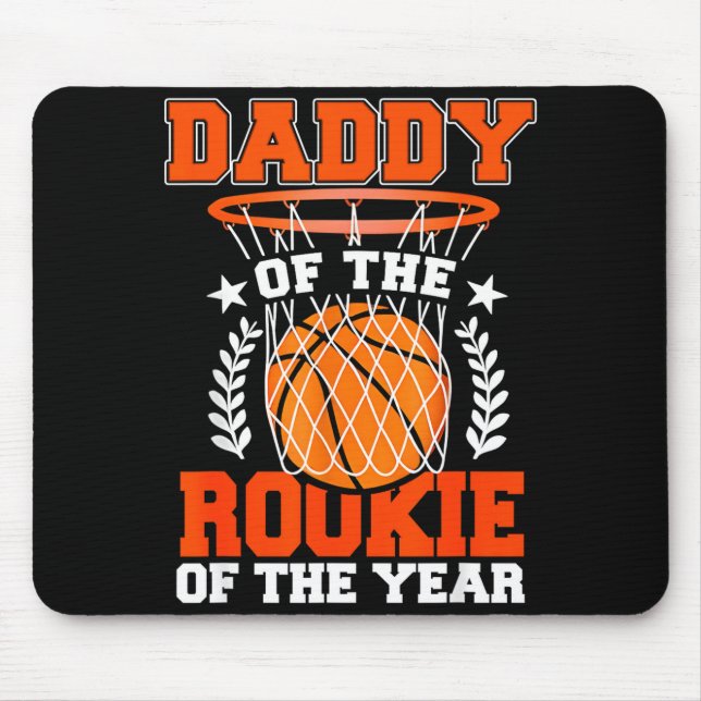 Daddy Of Rookie 1st Basketball Bday Theme Matching Mouse Pad (Front)