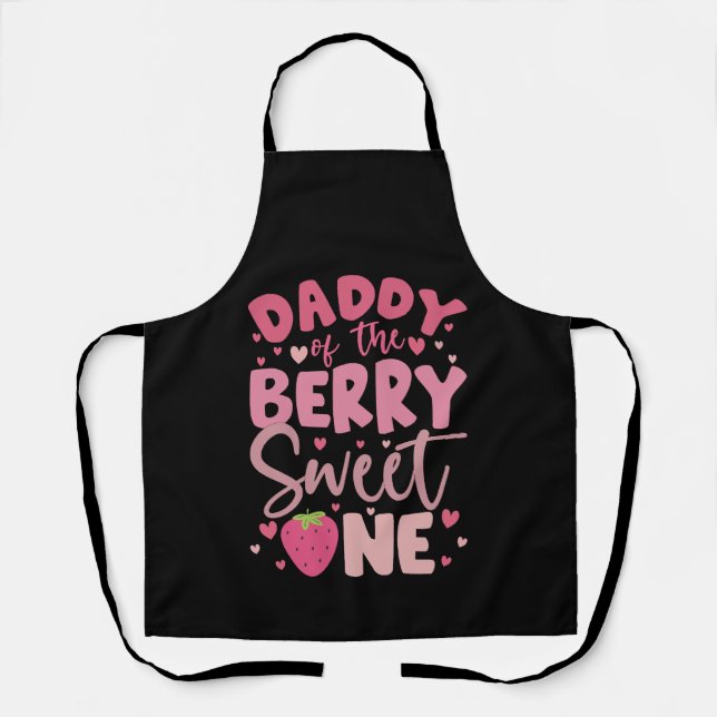 Daddy Of The Berry Sweet One Strawberry Birthday Apron (Front)