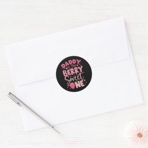 Daddy Of The Berry Sweet One Strawberry Birthday Classic Round Sticker