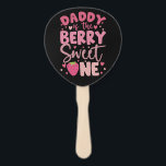 Daddy Of The Berry Sweet One Strawberry Birthday Hand Fan<br><div class="desc">Daddy Of The Berry Sweet One Strawberry First Birthday</div>
