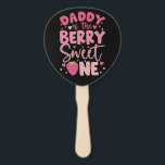 Daddy Of The Berry Sweet One Strawberry Birthday Hand Fan<br><div class="desc">Daddy Of The Berry Sweet One Strawberry First Birthday</div>