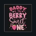 Daddy Of The Berry Sweet One Strawberry Birthday Square Business Card<br><div class="desc">Daddy Of The Berry Sweet One Strawberry First Birthday</div>