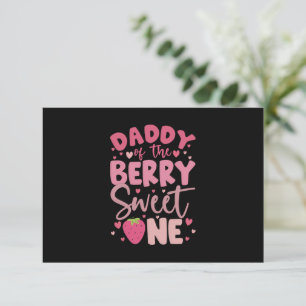 Daddy Of The Berry Sweet One Strawberry Birthday Thank You Card